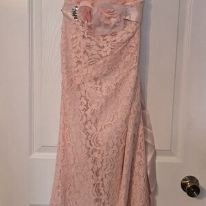 David's Bridal Blush Pink Bridesmaid Dress